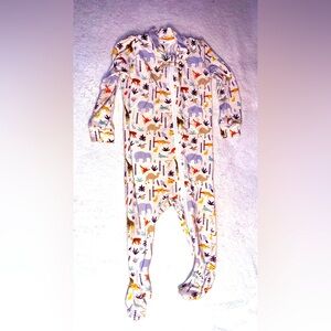 Bird and Bean modal/spandex jungle animal long sleeve footie, size 3-6 mos
